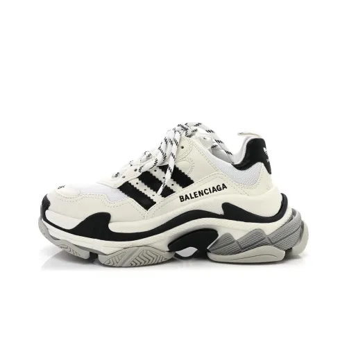 Balenciaga Triple S Low Топ Толстая подошва Кроссовки Женские Серый Белый