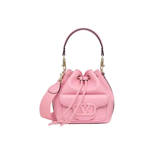 Valentino Телячья кожа Ведрообразная сумка Сумка Сумка через плечо Сумка через плечо Женская Кремово-розовая