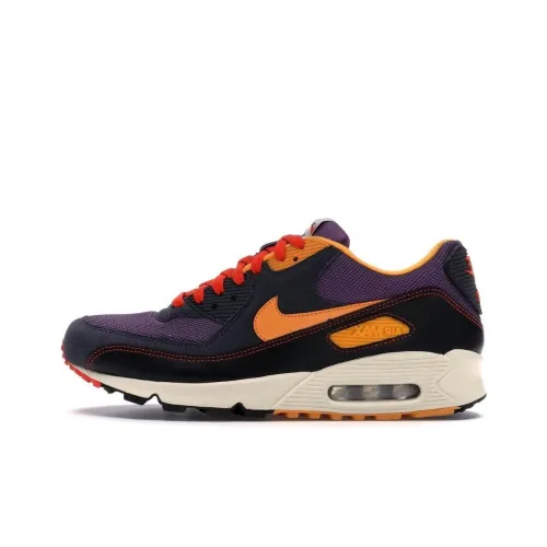 Nike Air Max 90 Амортизация Износостойкий Низкий Топ Повседневная Обувь Унисекс Черный Фиолетовый Оранжевый