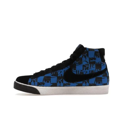 Stussy X NEIGHBORHOOD x Nike Blazer High Премиум Покрытие Высокие Кроссовки для Скейтбординга Мужские Синие Черные