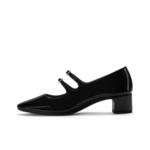 CHARLES KEITH Маленький Ck Грубый каблук Туфли Мэри Джейн 4CM Женские Черная коробка Черный Красный Мел белый