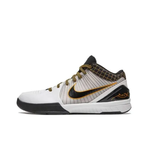 nike Zoom Kobe 4 POP Амортизация Износостойкий MID Топ Баскетбольные кроссовки Мужской Черный белый