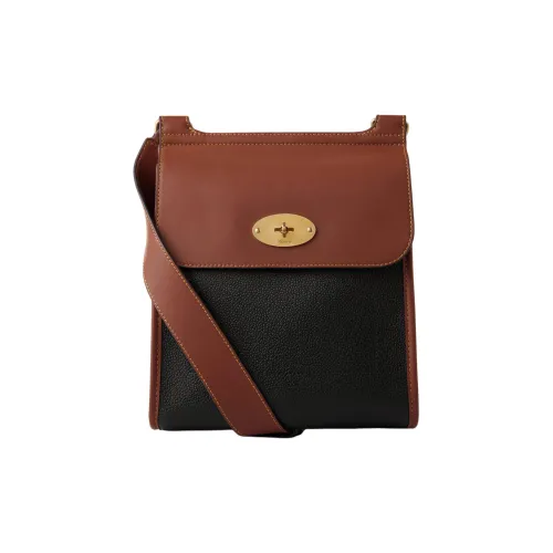 Mulberry GRAIN LEATHER Преппи Сумка Сумка через плечо Женская Черная и Коньячная Коричневая