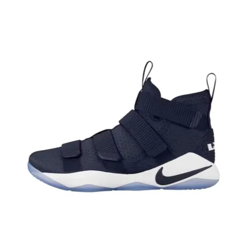 Nike Zoom Soldier 11 LeBron Амортизация Износостойкий MID Топ Баскетбольные кроссовки Мужской Синий-Фиолетовый