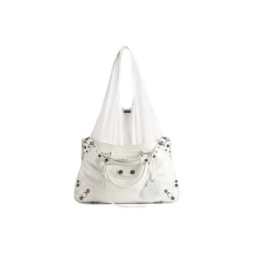 Balenciaga Le Cagole Овечья кожа с нейлоновой сумкой-тоут сумка для покупок сумка экстра-большого размера женская белая