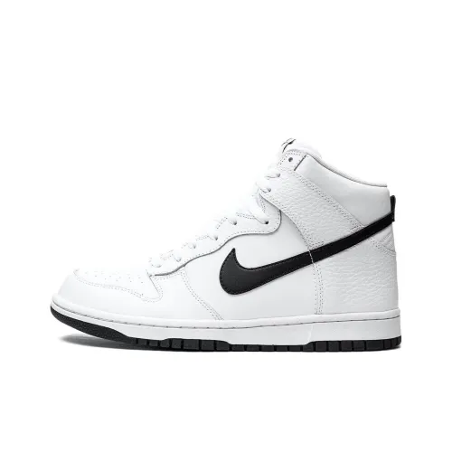 Nike Dunk High Slip-Resistant Abrasion-Resistant High Top Skateboard Shoes Men's White Black Найк Dunk High Слип-резистентные Аbrasion-резистентные Высокие Топ Скейтборд Кроссовки Мужские Белый Черный