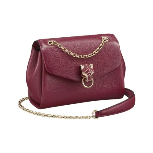 Cartier Сумка Panthère De Cartier, Сумка На Цепочке Телячья Кожа Бордового Цвета, Позолоченная Отделка