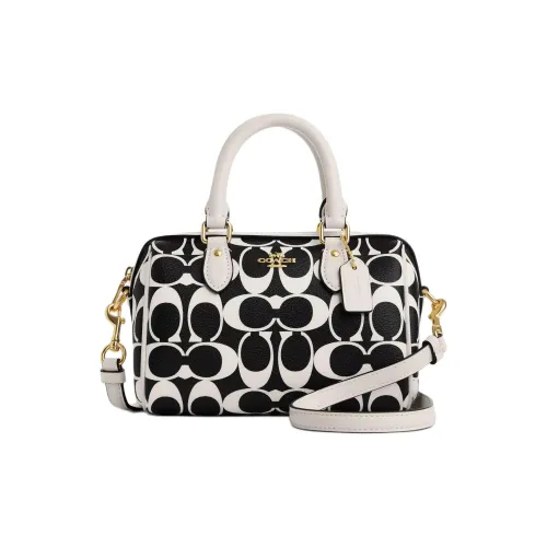 COACH Rowan Холст и Кожа Сумка Сумка через плечо Сумка через плечо Мини Женская Золотая и Черная и Многоцветная