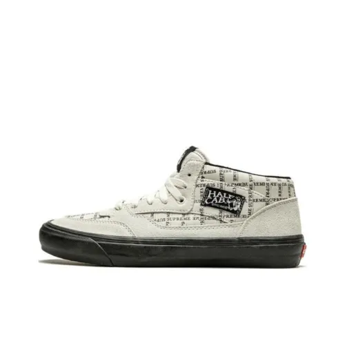 Supreme x Vans Half Cab Pro Skate 2020 MID Скейтбординг Кроссовки Топ Унисекс Белый Серый