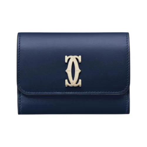 Cartier C De Cartier Collection Телячья кожа Кошелек Мини Женский Полуночный синий