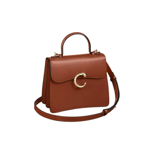 Cartier Сумка Panthère De Cartier, Сумка С Ручкой Телячья Кожа Каштанового Цвета, Позолоченная Отделка И Отделка Из Черной Эмали
