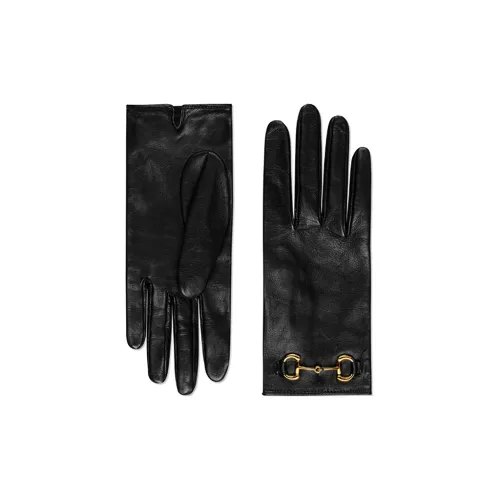 GUCCI Пряжка Horsebit, кожа, овчина, кашемир, перчатки женские