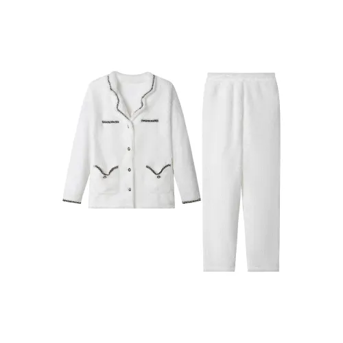 Flowers in water Дом Костюм Женские Черный Молочный Белый