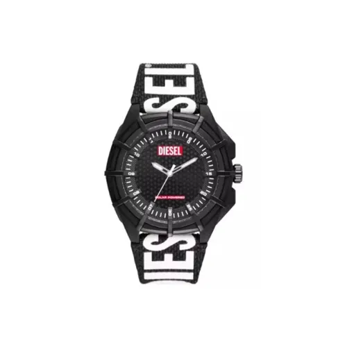 DIESEL Мужские часы Солнечный кварцевый механизм Пластиковый ремешок из ПК Черный циферблат