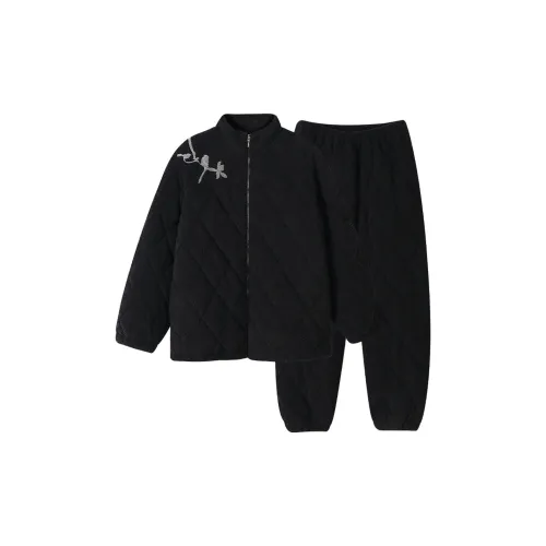 Same Language Женские, Glossy Перо Черный Женские Пижамные комплекты