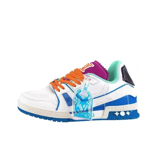 LOUIS VUITTON Тренер Low Топ Стильные Скейтбординги Мужской Белый Синий