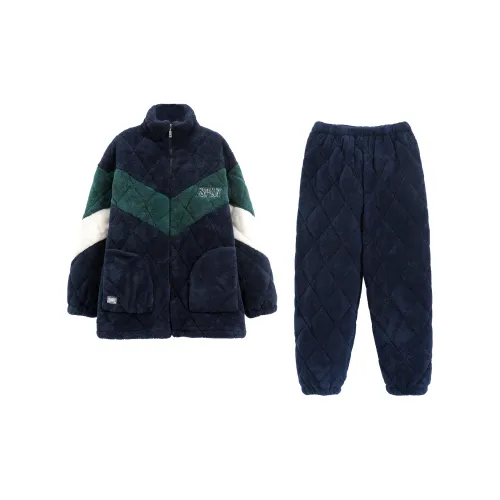 REDU Темно-синий Синий Мужской Пижамный Комплект