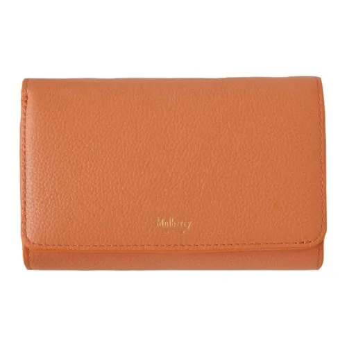 Mulberry Классический Рельефный Мягкий Коровья Кожа Кошелек Средний Женский Оранжевый