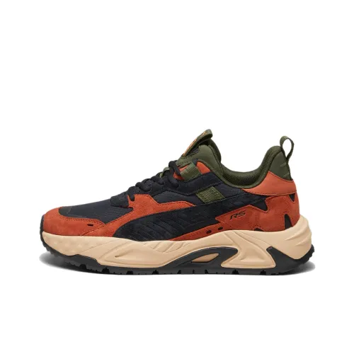 PUMA RS Trck Low Топ Повседневная обувь Унисекс Коричнево-черный Зеленый