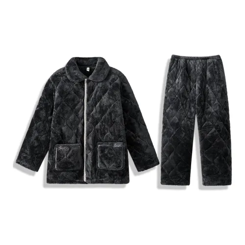 Fadaiqi Dark Gray Men's Pajama Sets Fadaiqi Темно-серый Мужской Пижамные Комплекты