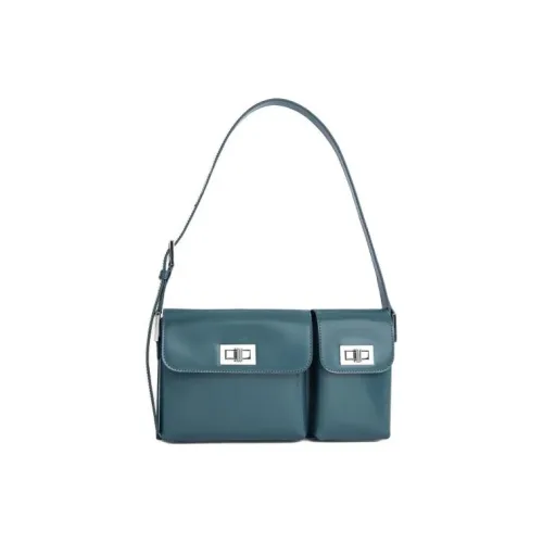 By Far Billy Коровья кожа Комбинированная сумка Сумка Сумка через плечо Средняя Женская Бирюзовая