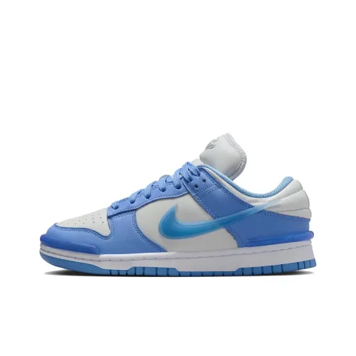 Nike Dunk Скейтборд Кроссовки Низкие Синий с Белым Надпись Женские