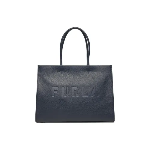 Furla Кожа Тоут Сумка Сумка для покупок Сумка на плечо Сумка Большая Женская Темно-синяя