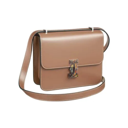 Cartier Сумка C De Cartier, Сумка Для Ношения На Плече Телячья Кожа Коричневого Цвета, Палладиевая Отделка И Ацетат Вторичной Переработки