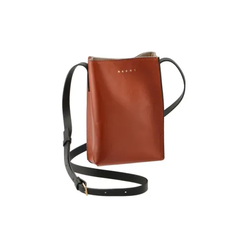 MARNI Museo Soft Телячья кожа Сумка через плечо Сумка на плечо Женская Коричневый и Серый