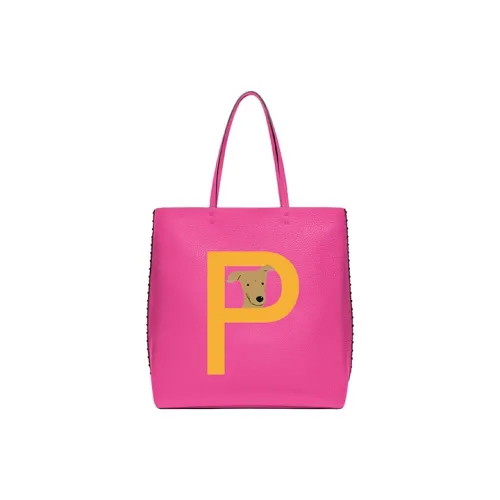 Valentino Garavani ROCKSTUD Телячья кожа с рельефом Тоут Сумка Сумка для покупок Сумка через плечо Сумка для женщин Фуксия с подсолнухом