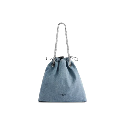 Balenciaga Crush Промытый деним Тоут Сумка Сумка для покупок Сумка Сумка через плечо Женская Синяя