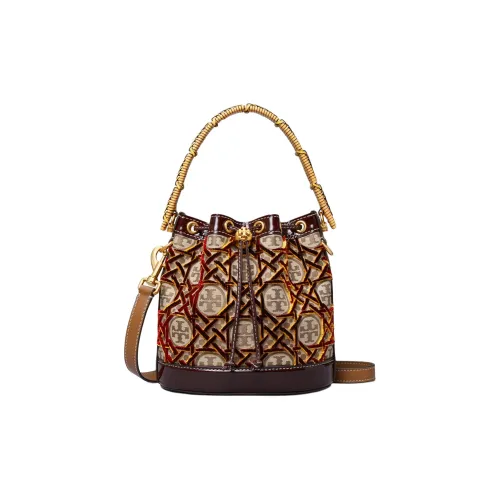 TORY BURCH T Monogram Жаккард Ведрообразная Сумка Сумка через плечо Сумка для женщин Цвет Фундуковый