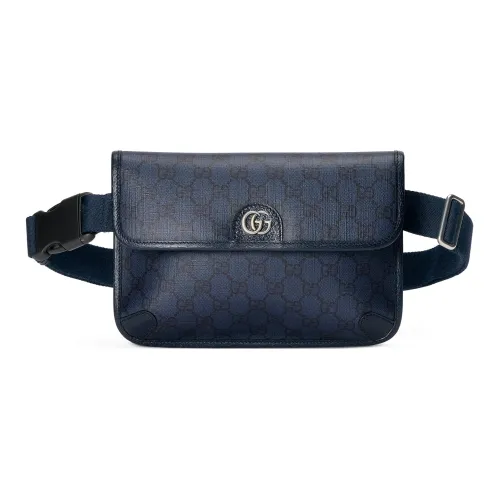GUCCI Ophidia Холст и Кожа Слинг Сумка Одно Плечо Через Плечо Бананка Маленькая Мужская Синяя и Черная