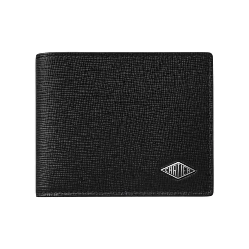 Cartier Рельефная Телячья Кожа Держатель для Карт Кошелек Женский Черный