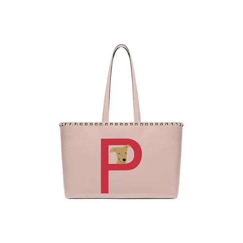 Valentino Телячья кожа с текстурой Тоут Сумка Сумка для покупок Сумка через плечо Сумка Маленькая Женская Розовый кварц и Pure Красный