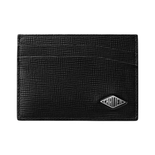 Cartier Кожаные Аксессуары Cartier Losange, Футляр Для Кредитных Карт Зернистая Телячья Кожа Черного Цвета, Палладиевая Отделка И Отделка Из Эмали Черного Цвета