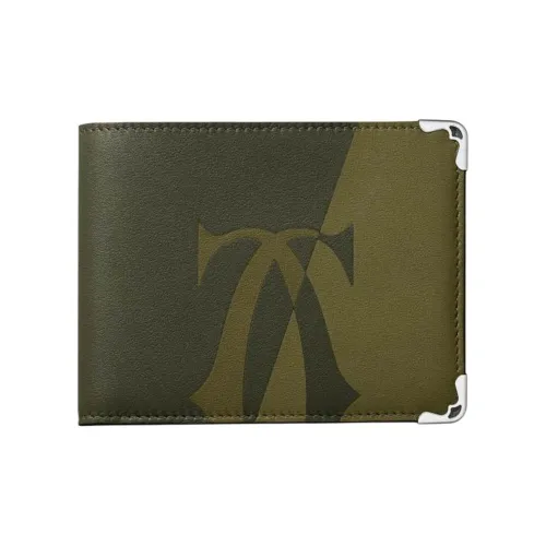 Cartier Гладкая коровья кожа Держатель для карт кошелек Женский Хаки