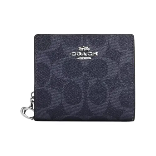 COACH Snap Wallet Кожа Монета Кошелек Кошелек Женские Midnight Морской Синий