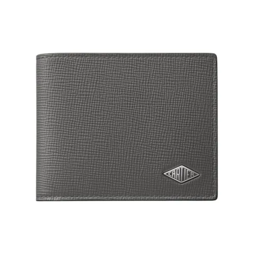 Cartier Кожаные Аксессуары Cartier Losange, Компактный Бумажник Зернистая Телячья Кожа Серого Цвета