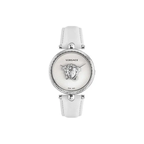VERSACE Женские часы Кварцевый механизм Кожаный ремешок Белый циферблат