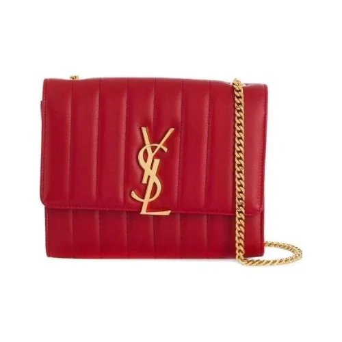 SAINT LAURENT Vicky Lambskin Crossbody Bag Shoulder Bag Women's Red