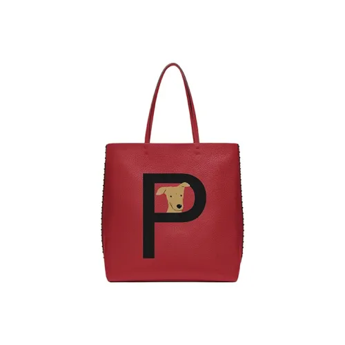 Valentino Garavani Rockstud Телячья кожа с рельефом Тоут Сумка Сумка для покупок Сумка через плечо Сумка Женская Красная и Черная