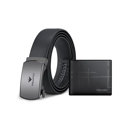 WilliamPOLO Автоматическая застежка Кошелек Коробка Для делового повседневного стиля Коровья кожа Ремни Мужской Черный Ширина 3,5 см