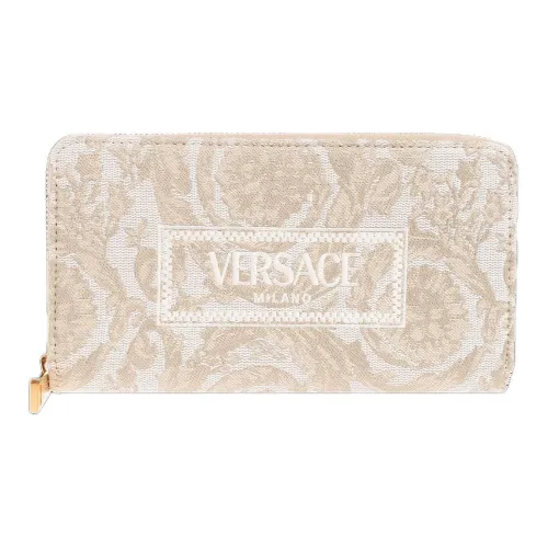 VERSACE Хлопок Держатель для карт кошелек Женский Белый и Серый