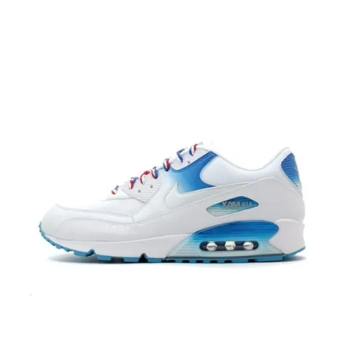 Nike Air Max 90 Амортизация Износостойкий Низкий Топ Беговые кроссовки Унисекс Синий Белый