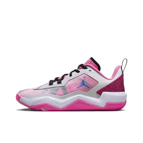 Джордан One Take 4 PF Shock Absorbers Нижняя юбка Резистентный Низкий Топ Баскетбольные кроссовки Мужской Розово-белый
