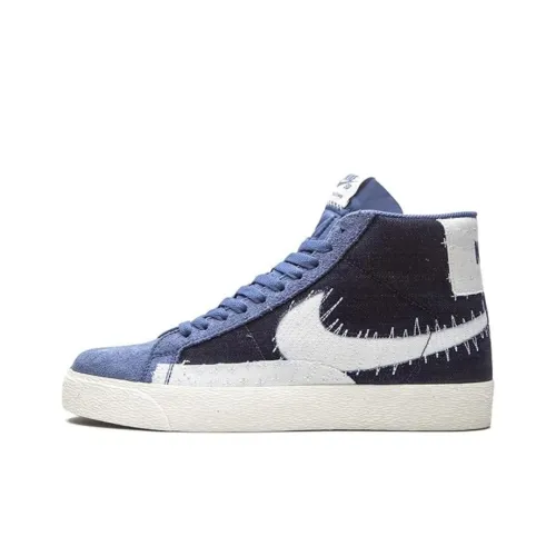 Nike Blazer SB Premium 'Sashiko' Mid Скейтборд Кроссовки Unisex Синий Белый