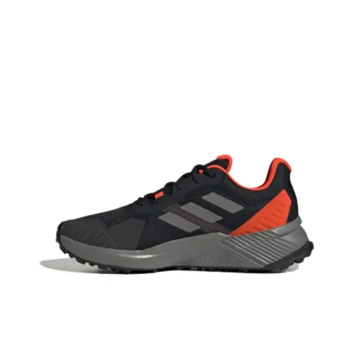 adidas Terrex Soulstride Flow Устойчивый к истиранию Дышащие Низкие Беговые кроссовки Мужские Черные и Оранжевые