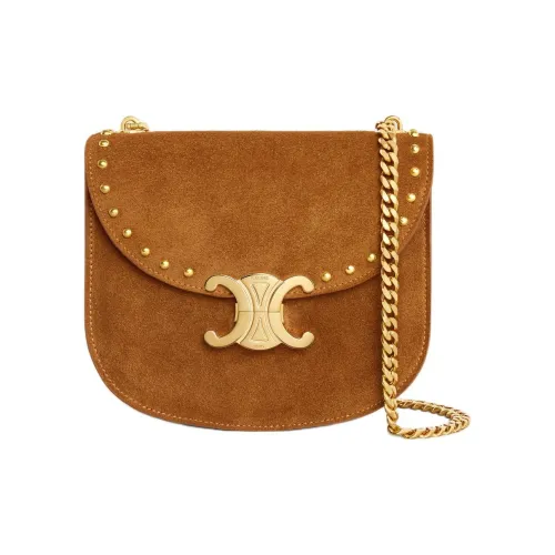 CELINE Besace Замша Телячья кожа Сумка через плечо Сумка на плечо Женская Ореховый