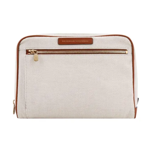 BRUNELLO CUCINELLI Холст и кожа Сумка-клатч Холст Мужской Бежевый